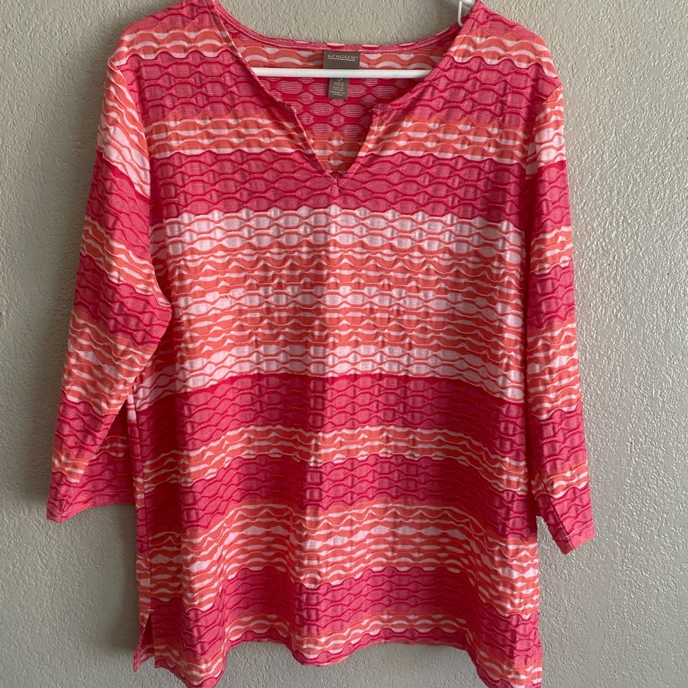 Chico's Pink and Orange Relaxed Blouse